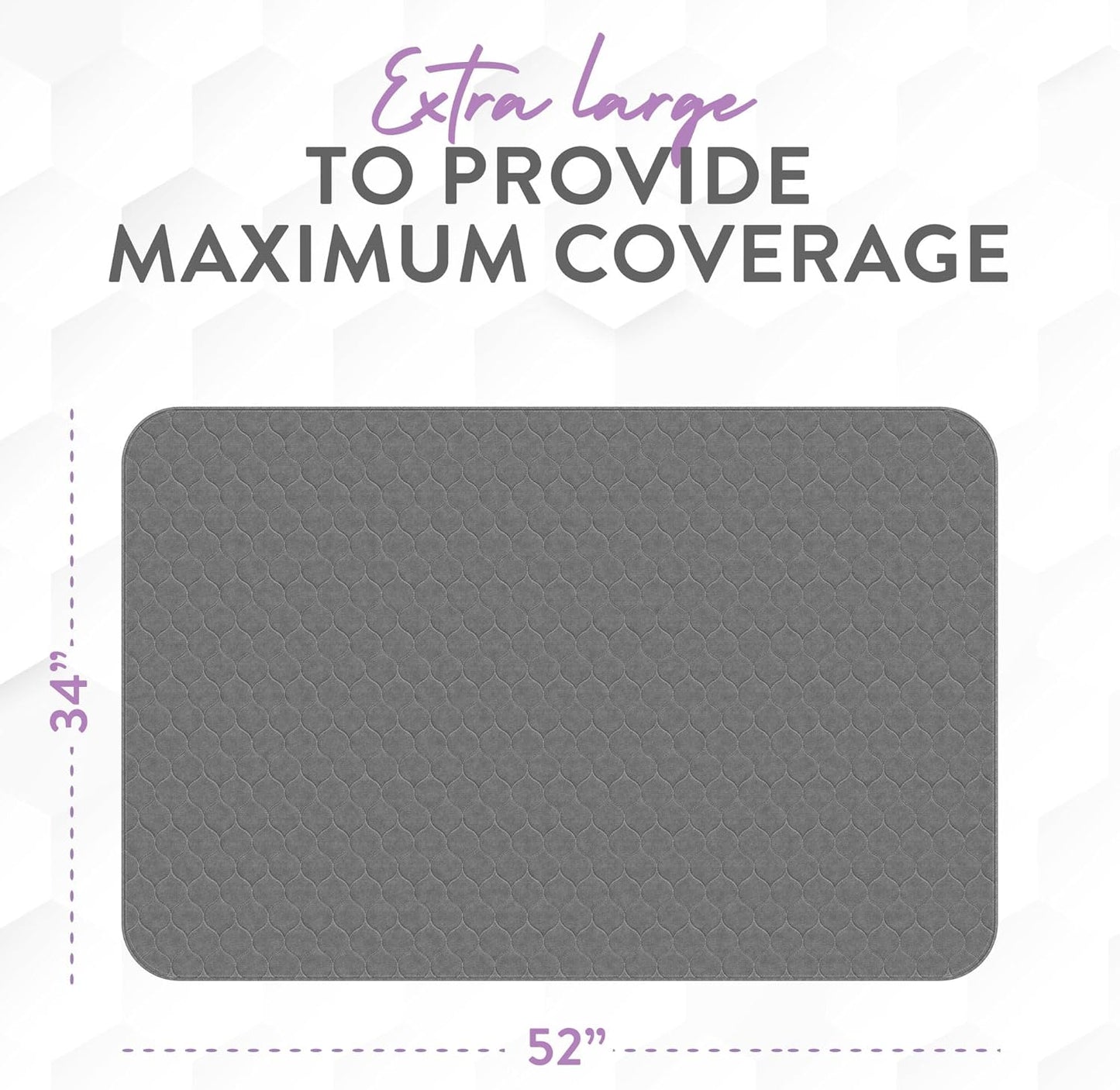 Inspire Underpads | Stain Hiding Gray Reusable Incontinence Bed Pads | Waterproof Mattress Pad |