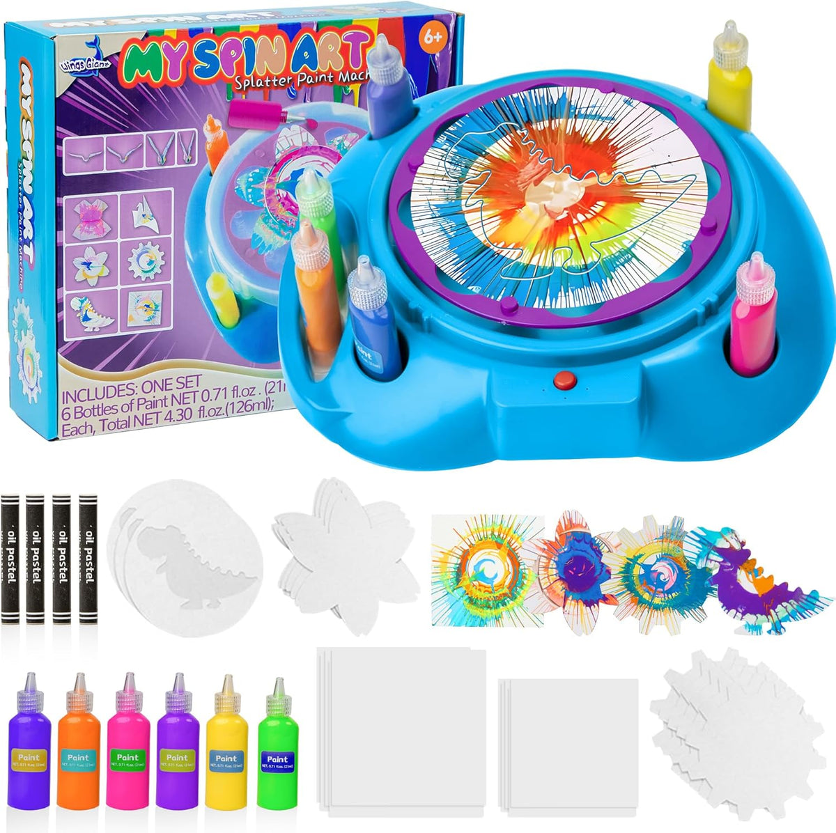 Spin Art Machine Variable Speed, Battery Operated Spinner - Paint Spinner with Splatter Guard