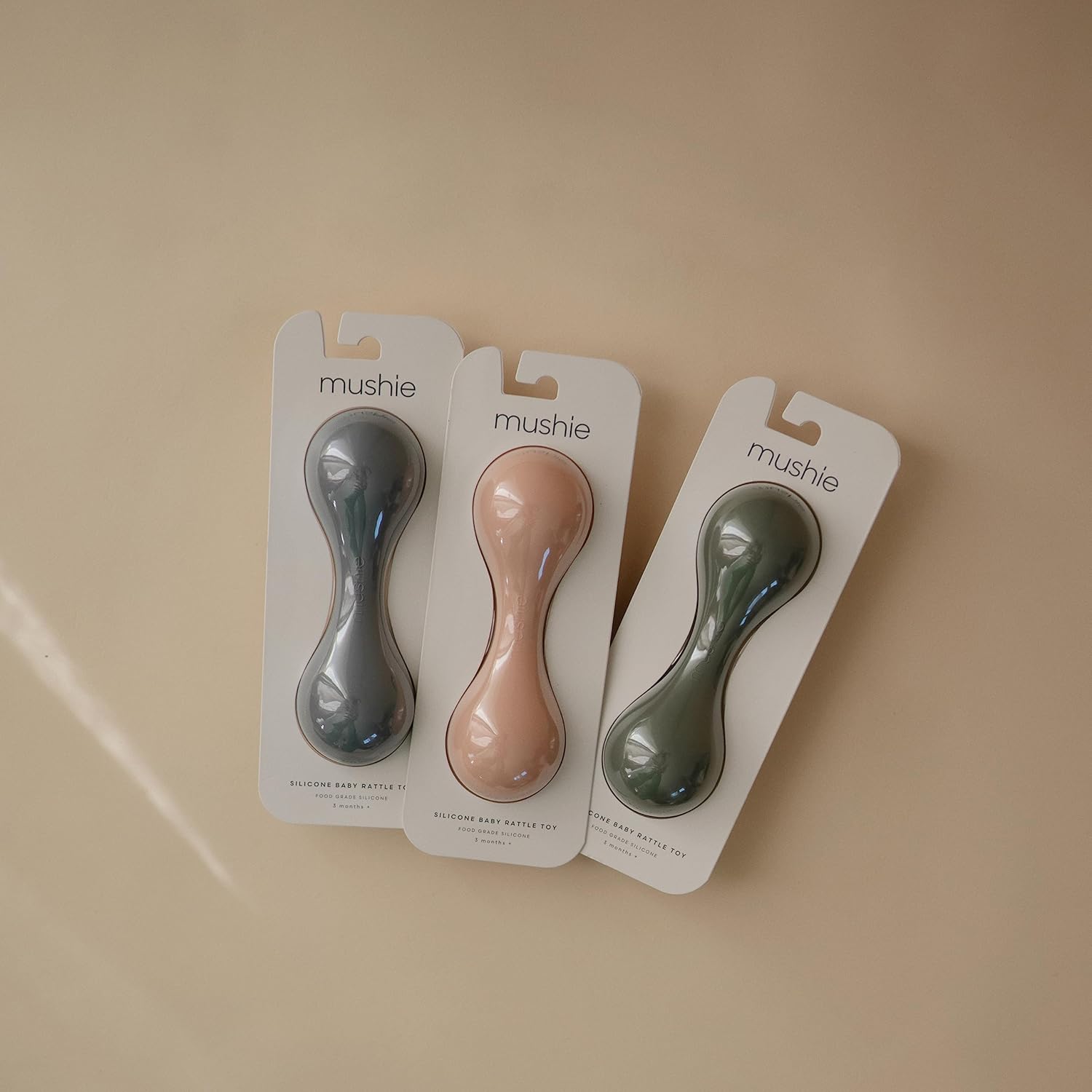 mushie Silicone Baby Shaker Rattle Toy | Ages 3+ Months (Blush)