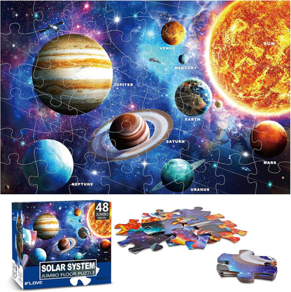 Jumbo Floor Puzzle for Kids Ages 4-8,Solar System Jigsaw Puzzles,48 Piece Space Large Puzzles for