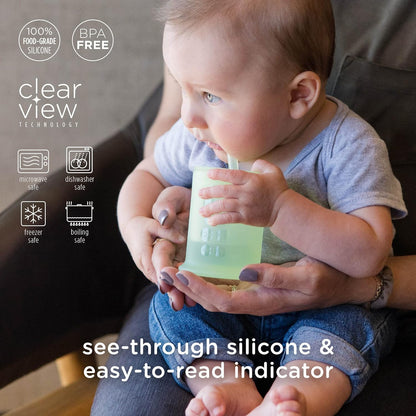 Olababy Silicone Training Cup with Straw Lid | Babies Water Drinking Cup | 6+ Mo Infant To 12-18