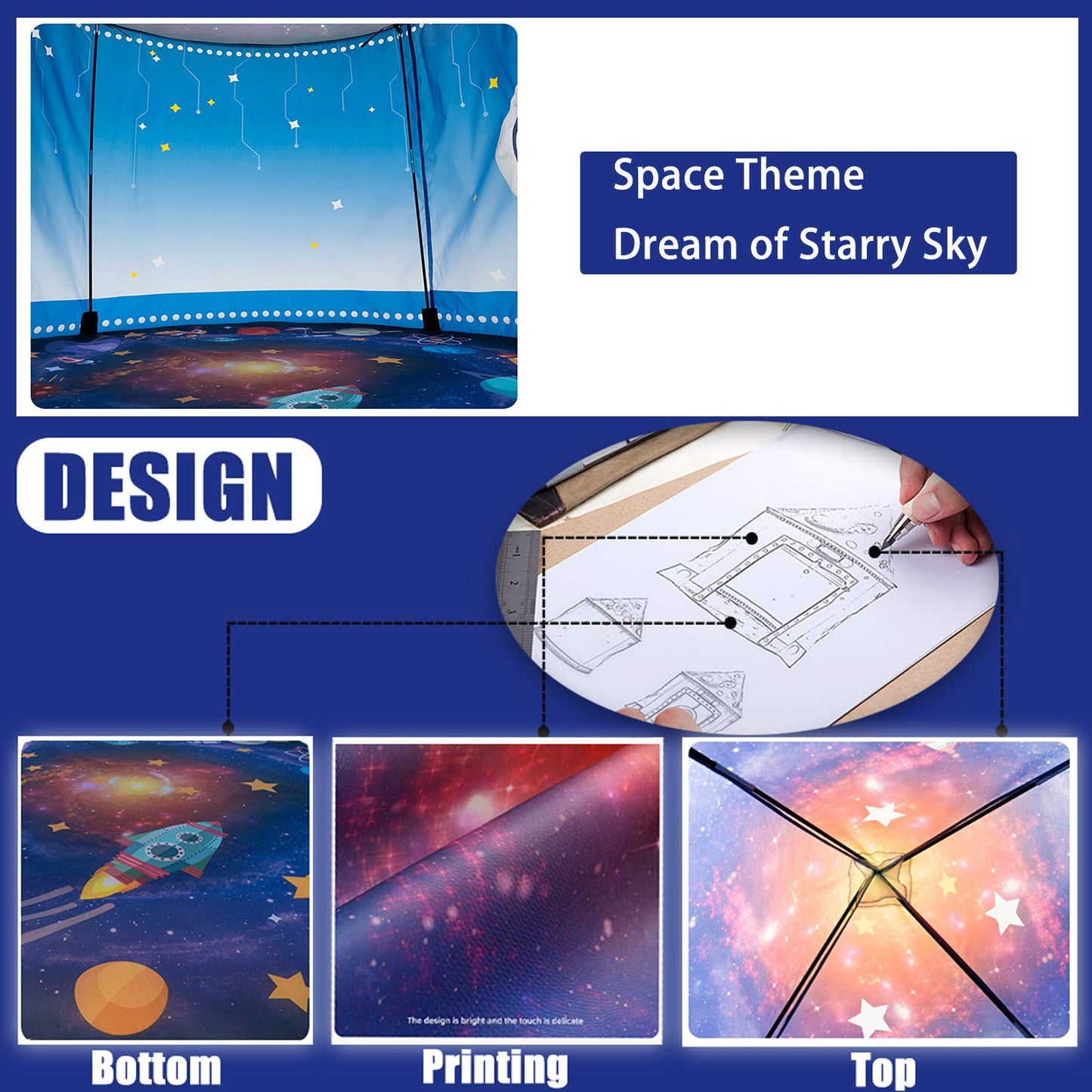 WillingHeart Play Tent for Kids, Rocket Ship Spaceship Space Themed