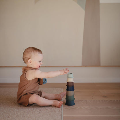 mushie Stacking Cups Toy 8 pcs | Made in Denmark (Forest)