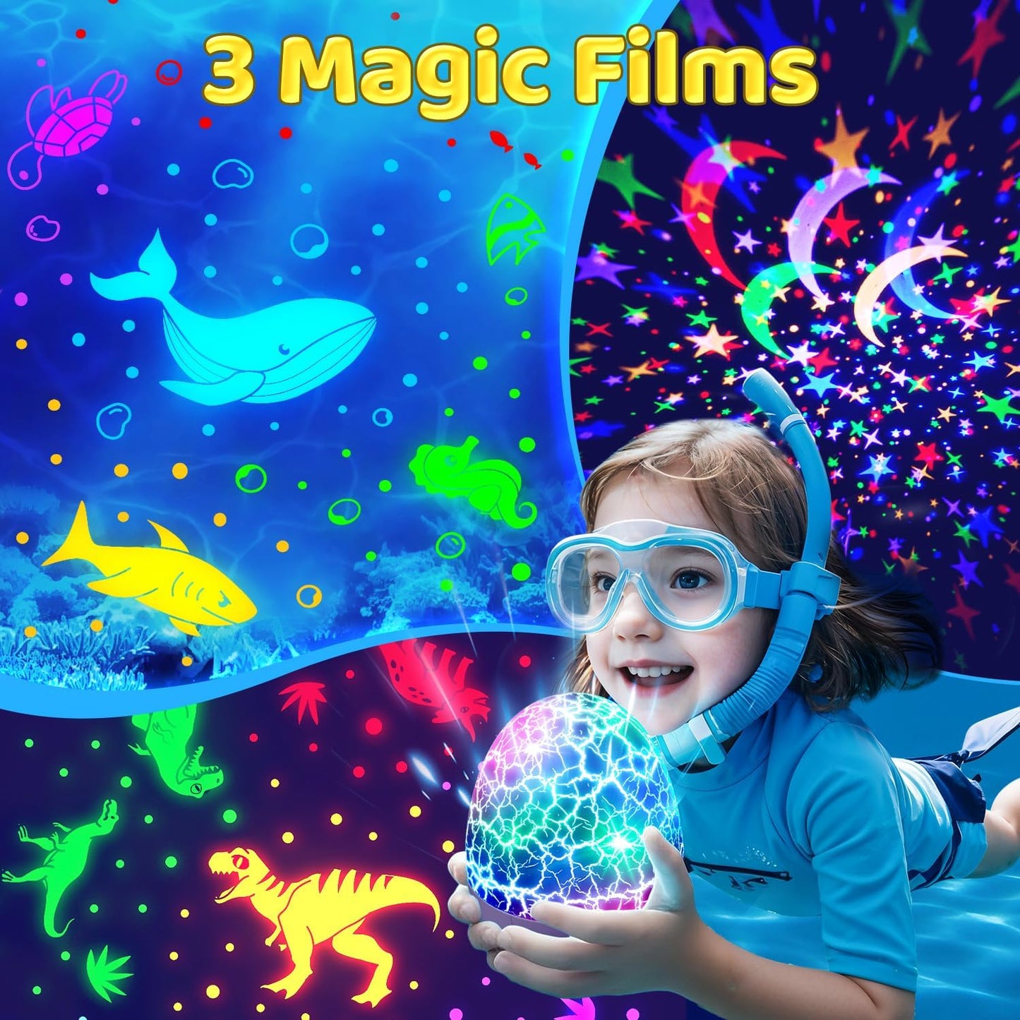 Baby Sound Machine Night Light Projector | 15 Sleeping Sounds & 3D Films | 31Colors & Remote