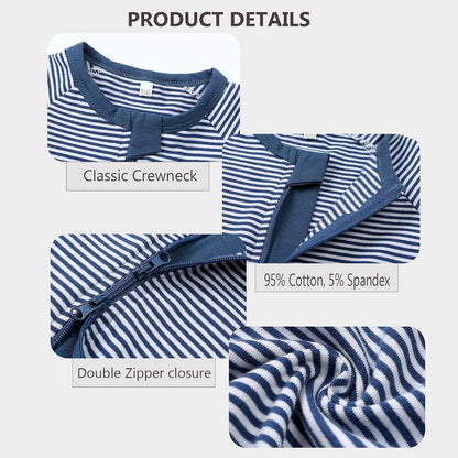 Feidoog Baby Boys 2Pack Rompers Summer Short Sleeve 2 Way Zipper One-Piece Romper Jumpsuit Sleep