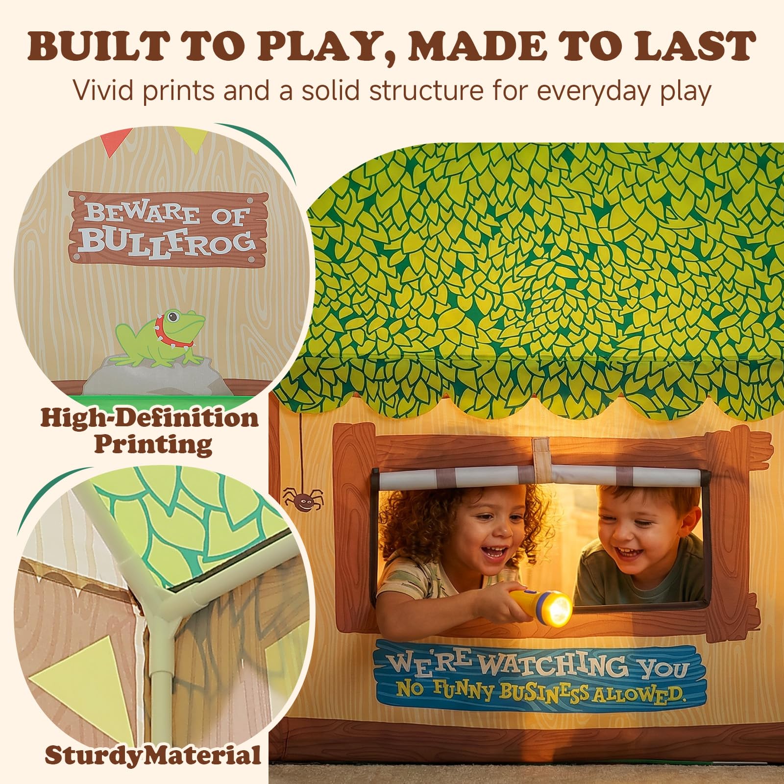 SweHouse Kids Play Tent Indoor: Clubhouse Tent for Toddler with Roll-up Door & Windows Playhouse