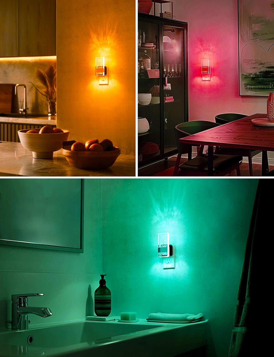 L LOHAS LED Night Lights Plug Into Wall [2 Pack], Color Changing Night Light with Dusk to Dawn