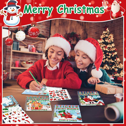 4 Pcs Christmas Paint by Sticker Books for Kids Ages 4-8 Sticker by Number Books Activity Book for