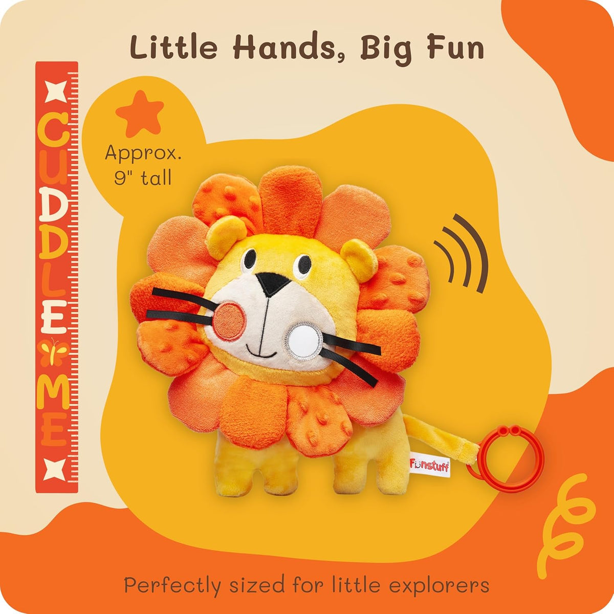 Roary The Lion Crinkle Toy for Baby - Sensory Tummy Time Toys - Plush Stuffed Animal with Teething