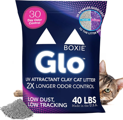 Boxie® Glo™ 30 Day Odor Control Clumping Clay Cat Litter, 40 lb, Multi-Cat, 99.9% Dust-Free, Low