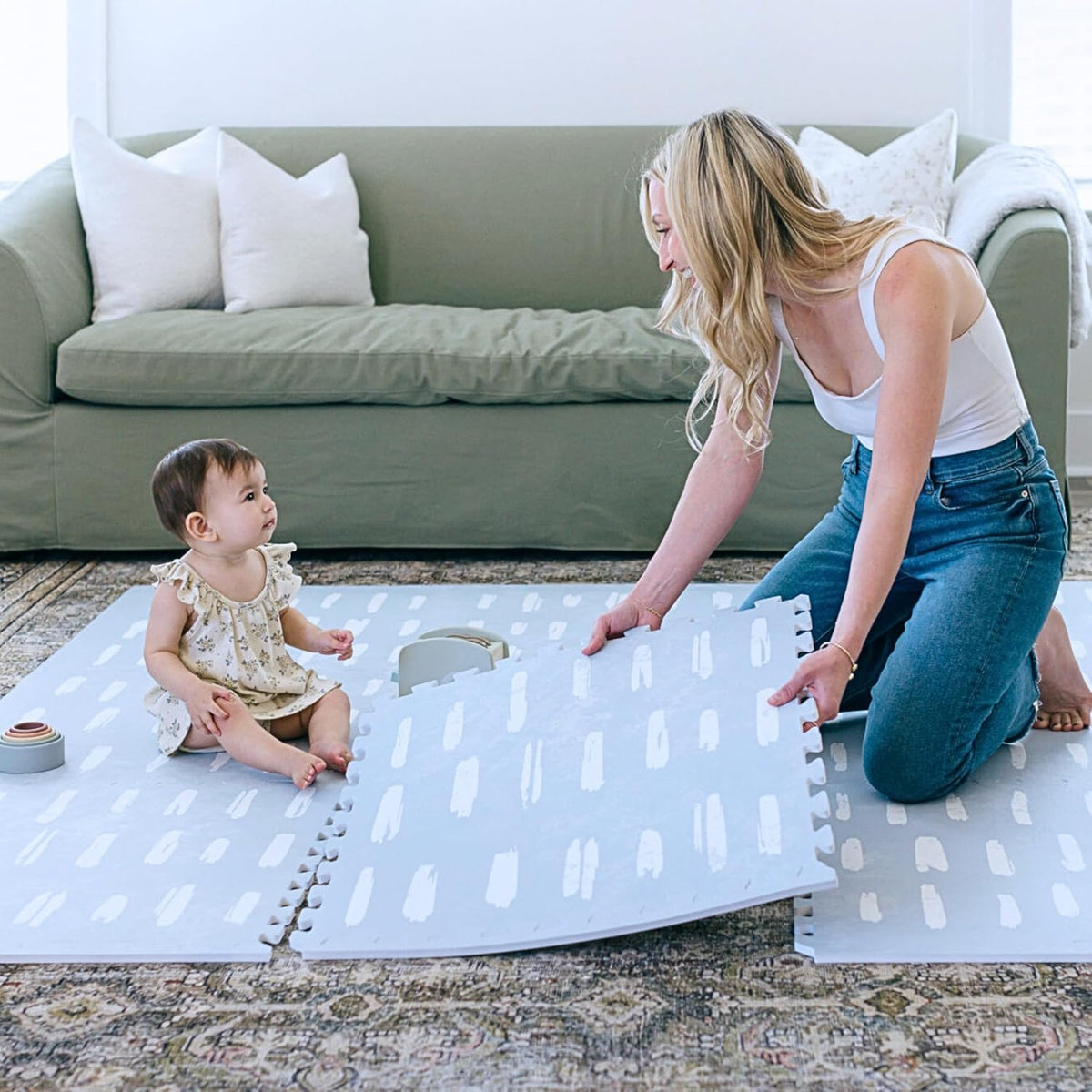 Baby Play Mats for Floor - Shoreline (4x6ft) - Premium EVA Foam Play Mat for Babies & Toddlers