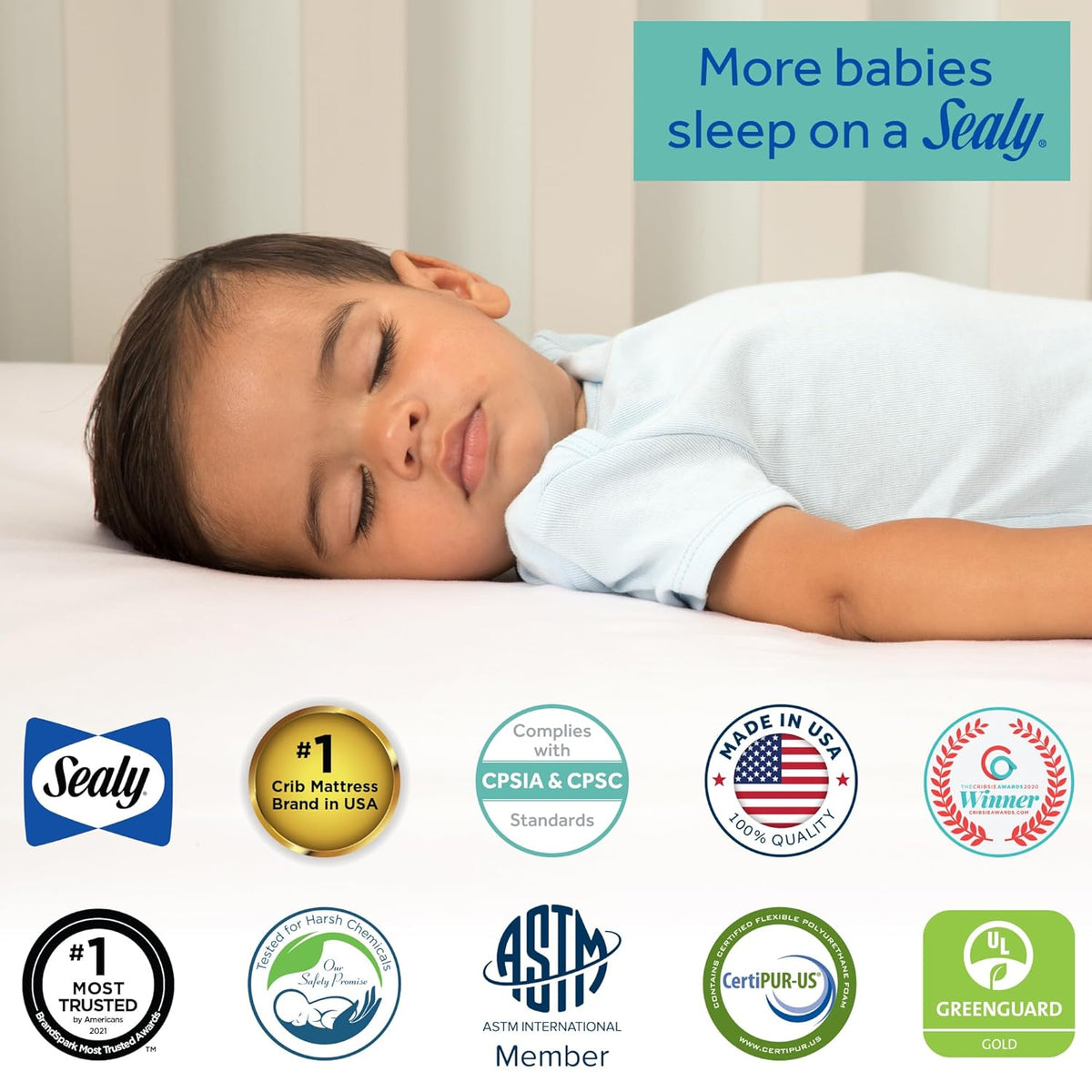 SEALY BABY OmniPedic Refresh Breathable 2 Stage Waterproof Crib Mattress Plus Toddler Bed Fit
