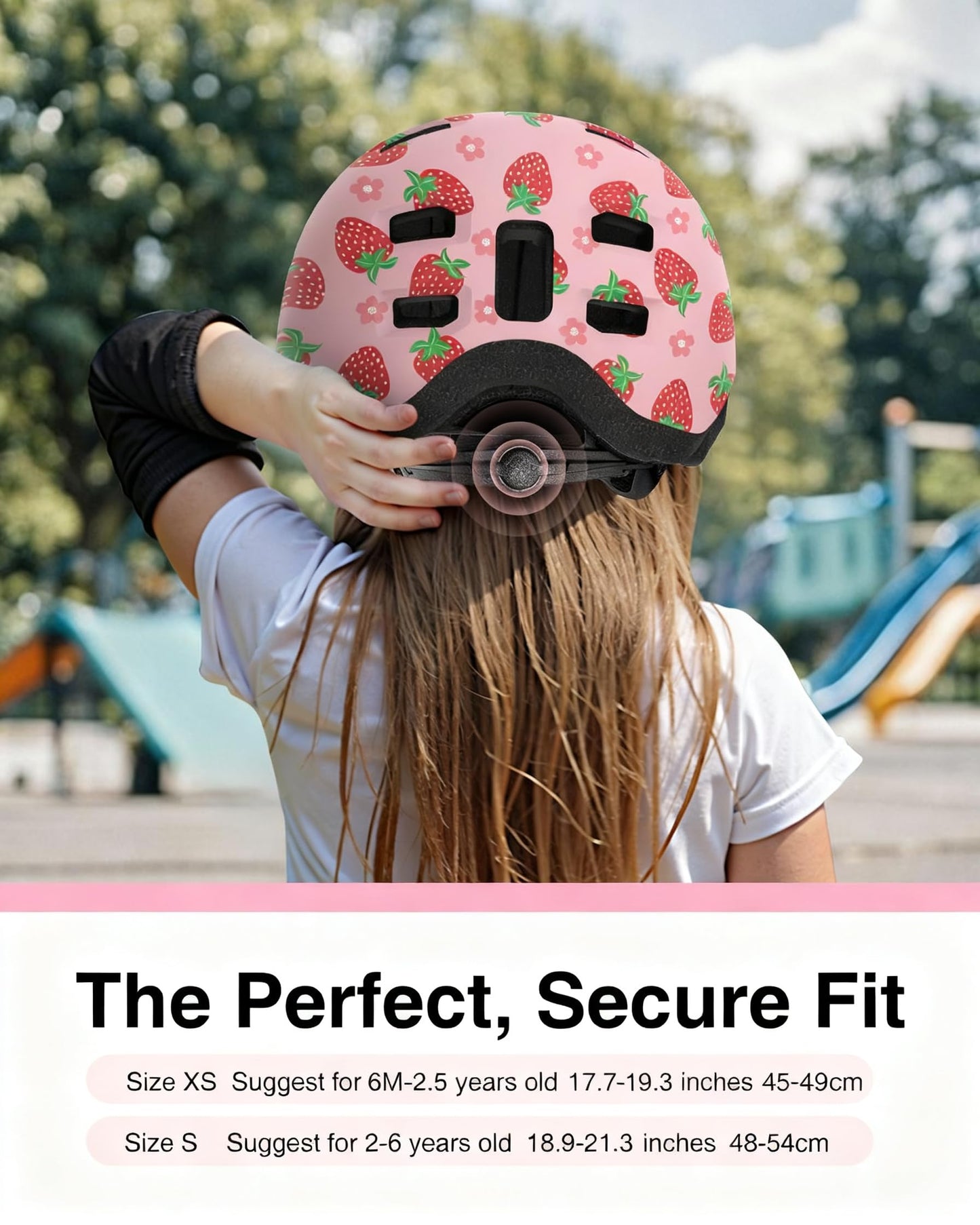 Toddler Bike Helmet Adjustable Dial Fit -12 Vent for 2-6 Year(Strawberry-S)