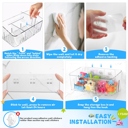 Bath Toy Storage 2 Packs, Large Bath Toy Holder - 3 Compartments, Quick-Dry