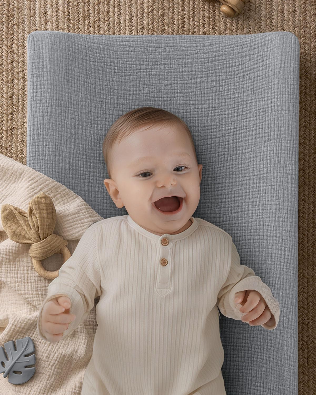 Blissful Diary Muslin Baby Changing Pad with Waterproof Lining Foam, Diaper Changing Table Pad with