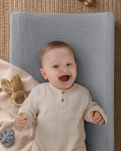 Blissful Diary Muslin Baby Changing Pad with Waterproof Lining Foam, Diaper Changing Table Pad with