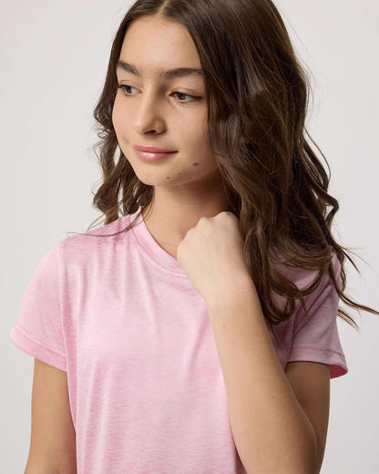 Real Essentials 5 Pack: Girls Short Sleeve Dry-Fit Crew Neck Active Athletic Performance T-Shirt
