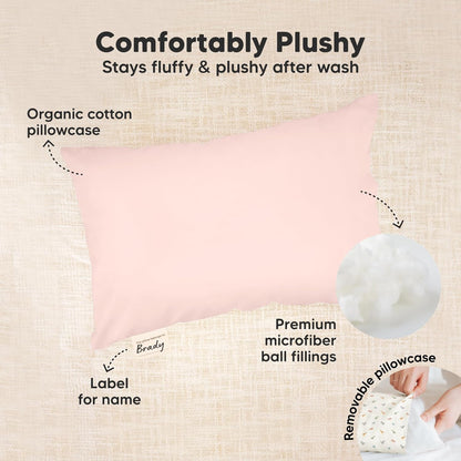 Mini Toddler Pillow with Pillowcase - 9x13 My Little Dreamy Travel Kids Pillow for Sleeping