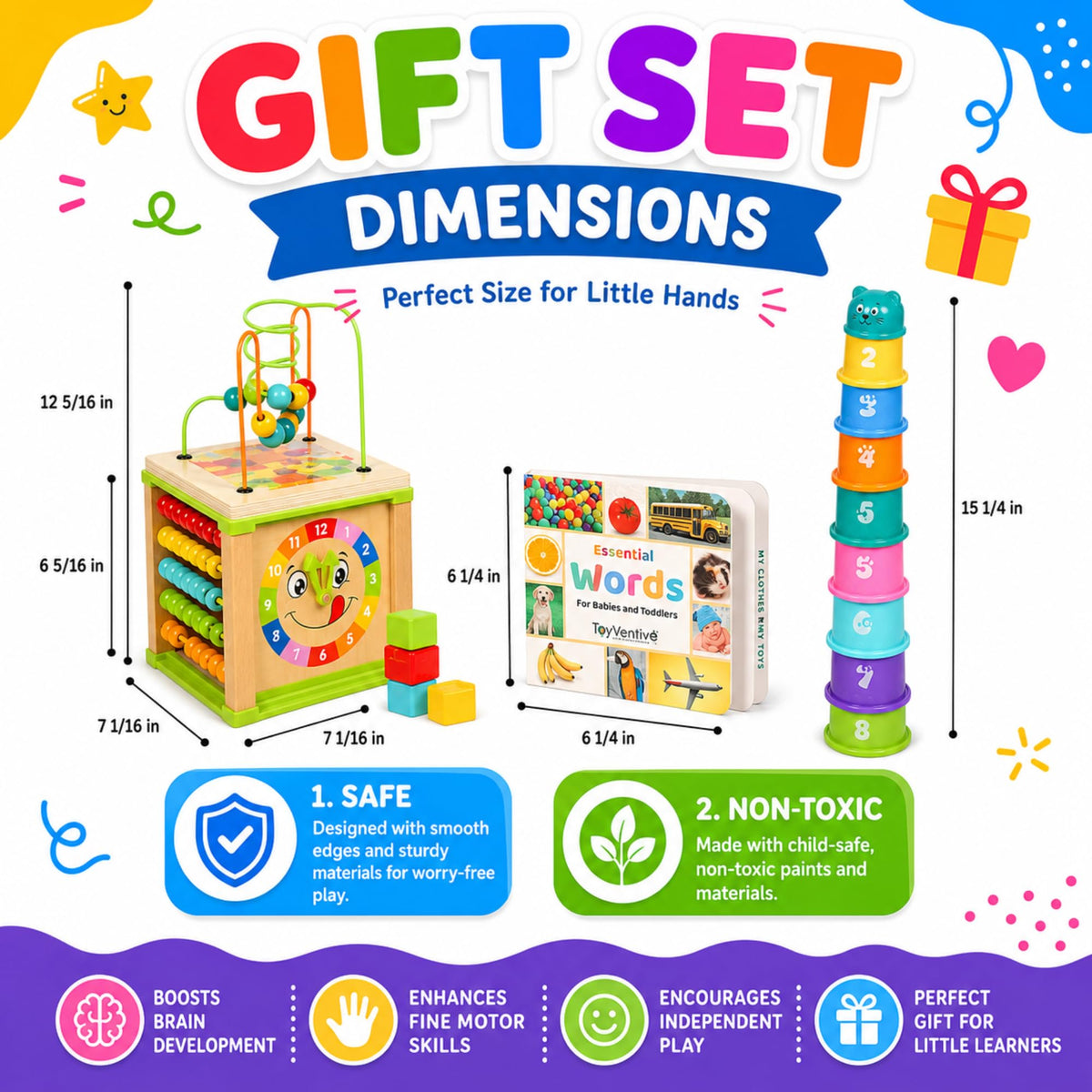 Wooden Activity Cube for 1 Year Old - 1 Year Old Boy Gifts - 1 Year Old Boy Toys - Educational Toys