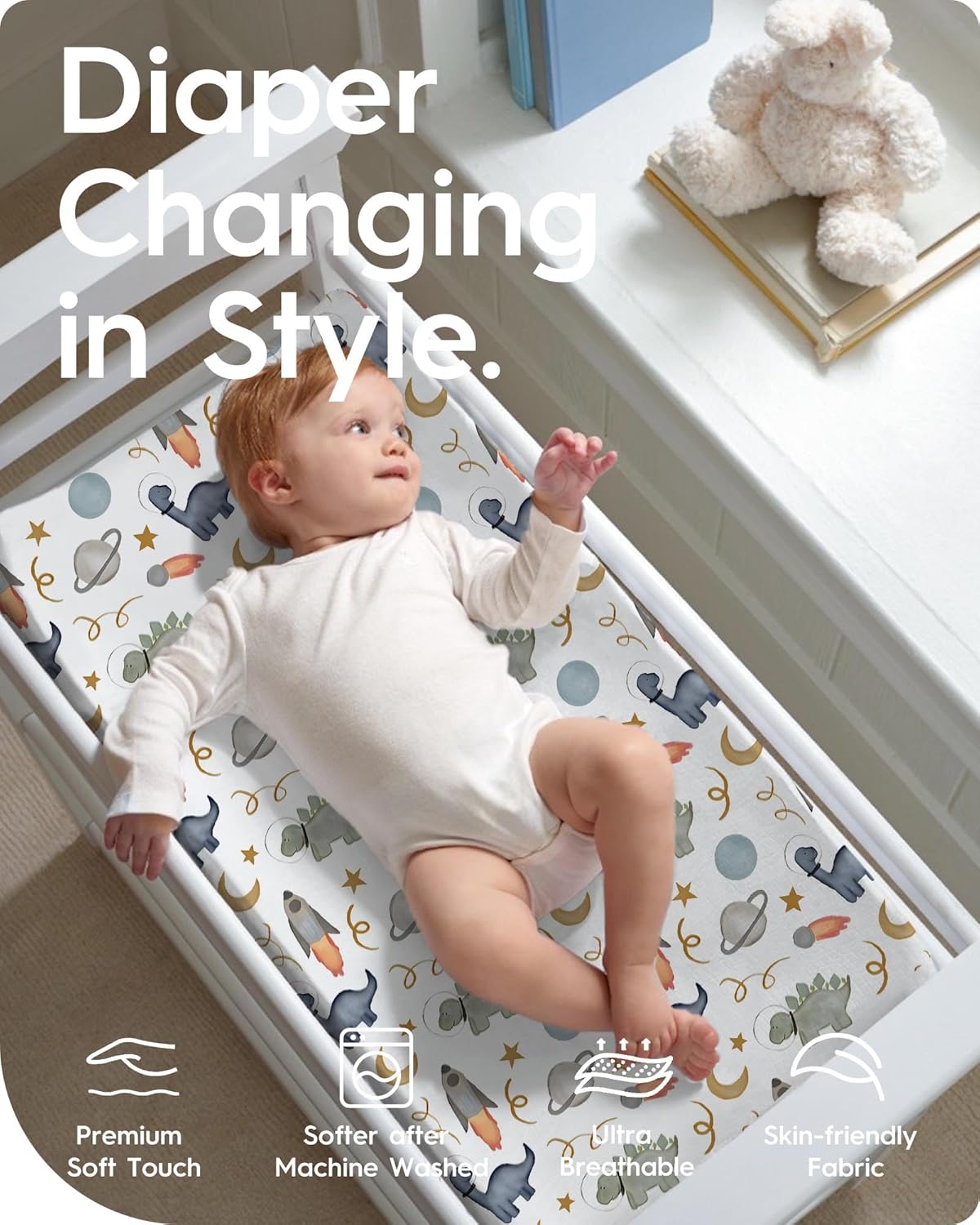Changing Pad Cover for Girls Boys, TotBasic Premium Soft Boho Changing Table Covers, Stretchy