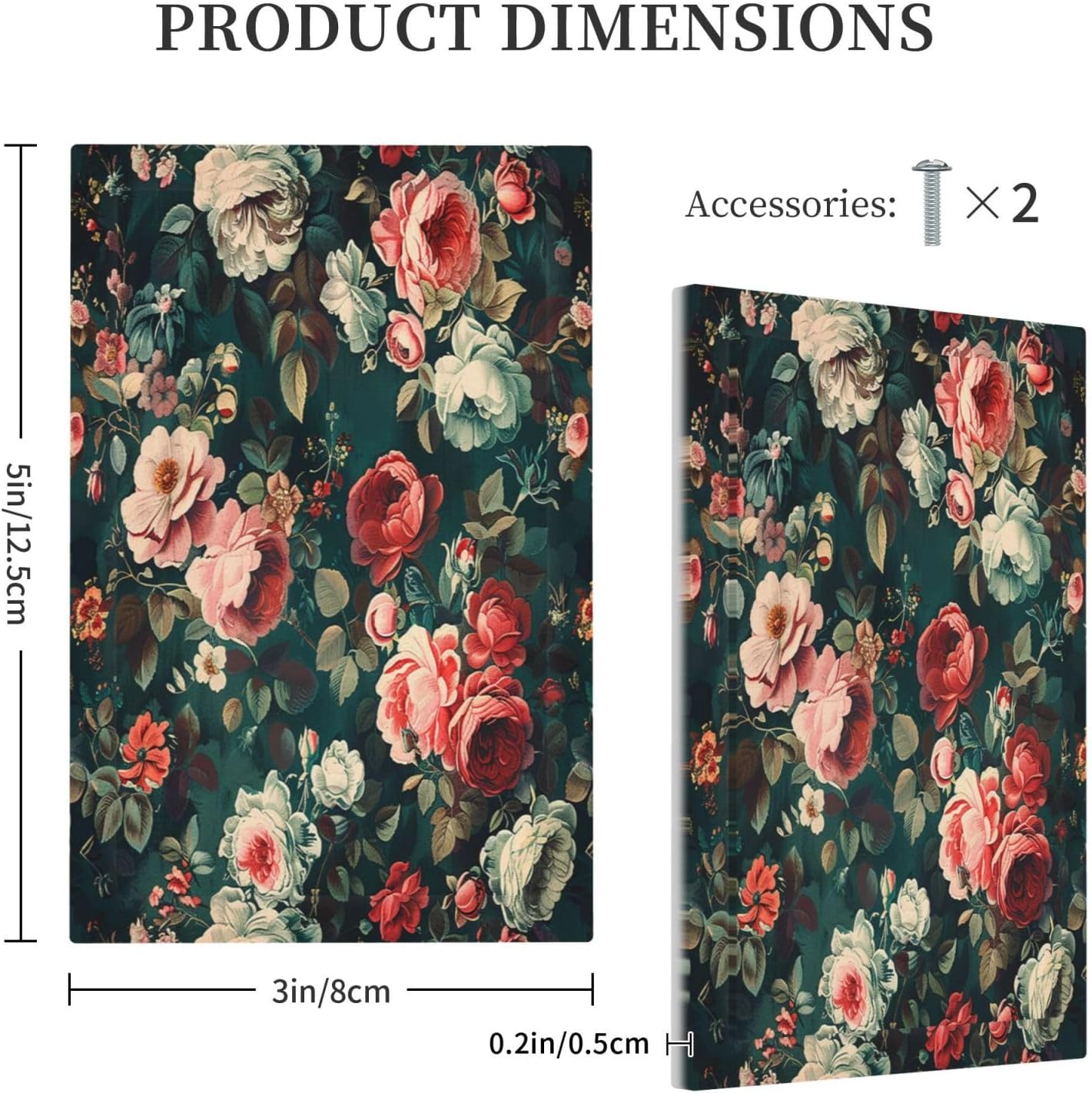 Light Switch Cover Plate Baroque Vintage Peony Flower Floral 1 Gang No Device Blank Electrical Wall