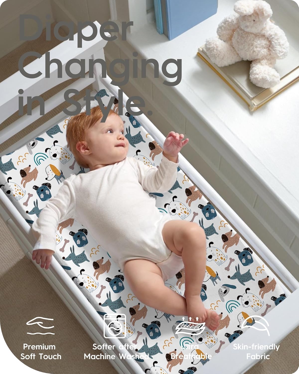 Extra Stretchy Changing Pad Cover, TotBasic Ultra Soft Premium Jersey Knit Changing Pad Sheets