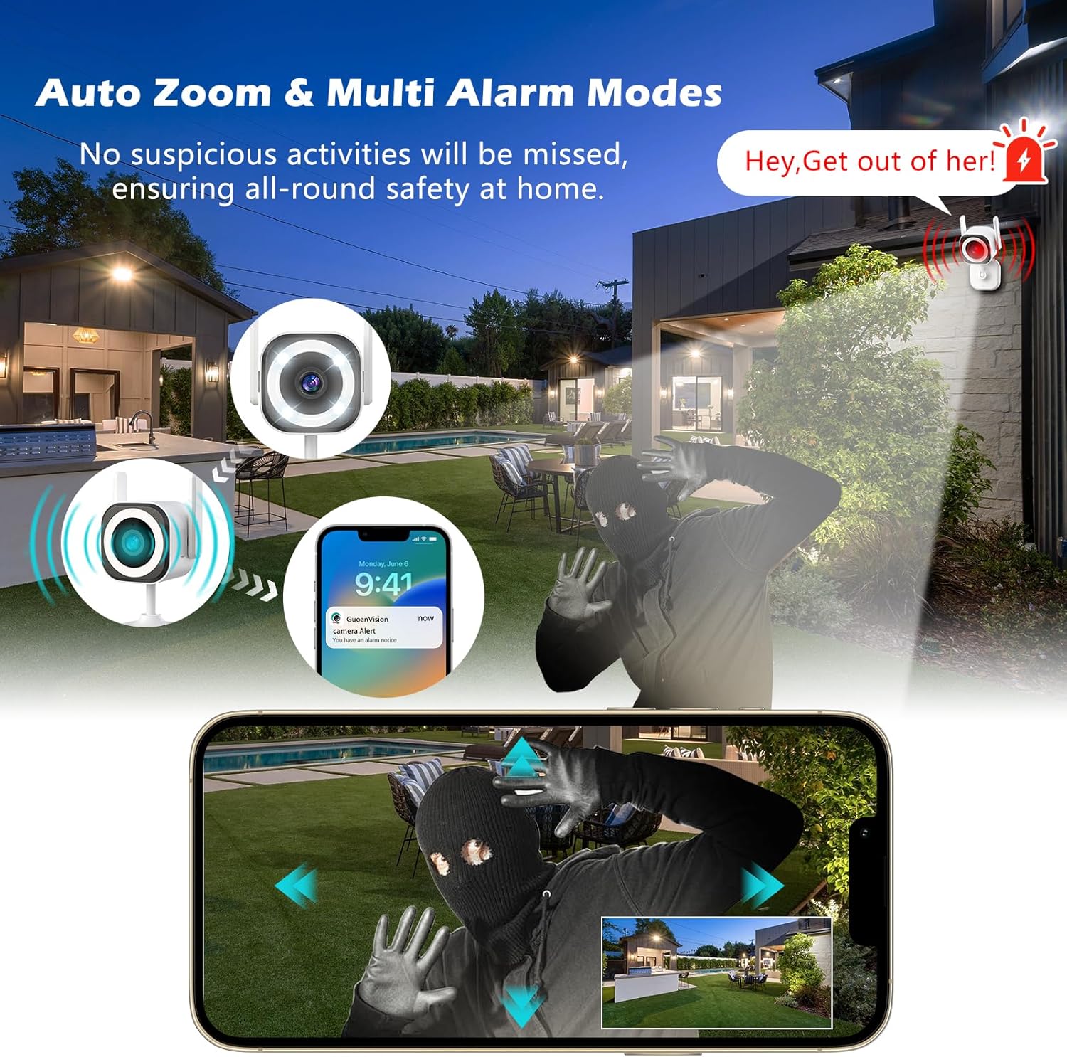 5G Outdoor/Indoor Security Camera,1080P Baby Monitor Cameras for Bedroom/Elder/Dog/Pet Camera,IP66