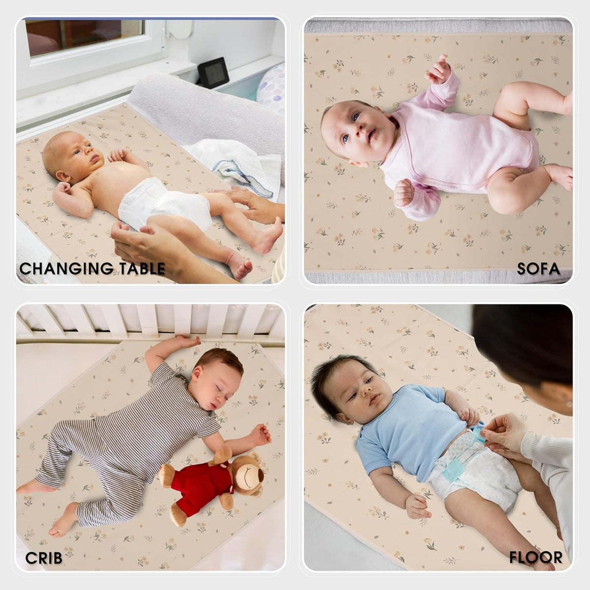 Vegan Leather Baby Changing Mat - Wipeable Portable Changing Pad, Foldable Travel Changing Mat for
