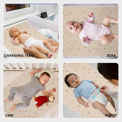Vegan Leather Baby Changing Mat - Wipeable Portable Changing Pad, Foldable Travel Changing Mat for