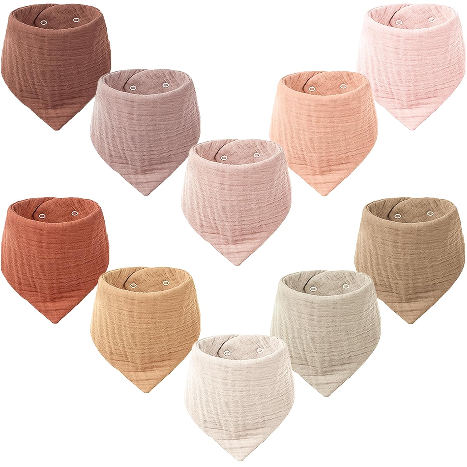 Konssy Muslin Baby Bibs 10 Pack Baby Bandana Drool Bibs 100% Cotton for Unisex Boys and Girls, Soft