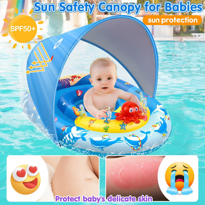 EZIGO Baby Pool Float Canopy UPF50+, Kids Floats for 6-36 Months Boys Girls