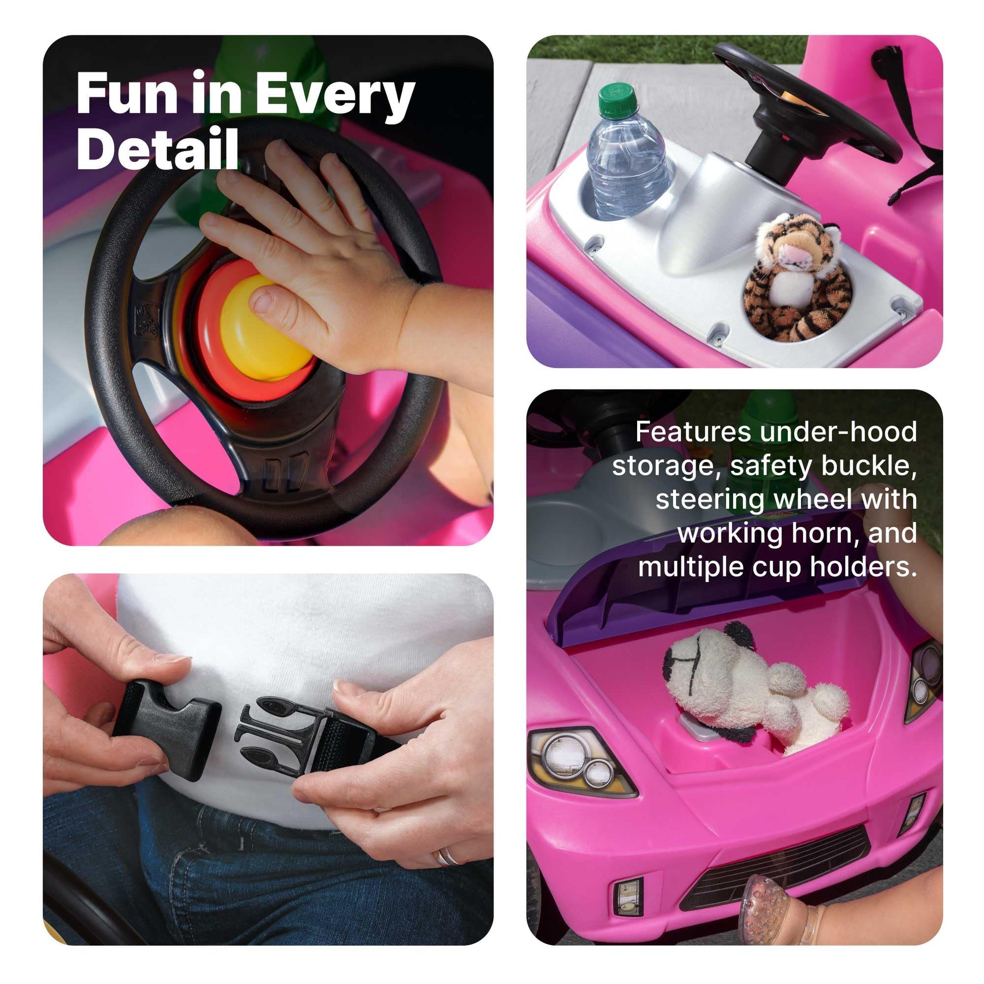 Step2 Whisper Ride II Kids Push Cars, Ride On Car, Seat Belt, Horn, Toddlers Ages 1.5 – 4 Years