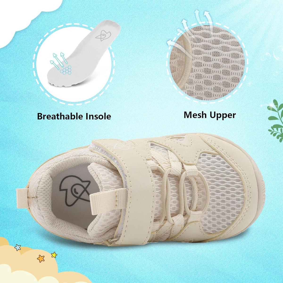 LeIsfIt Baby Shoes Boys Girls First Walking Shoes Non-Slip Toddler Breathable Sneakers Infant