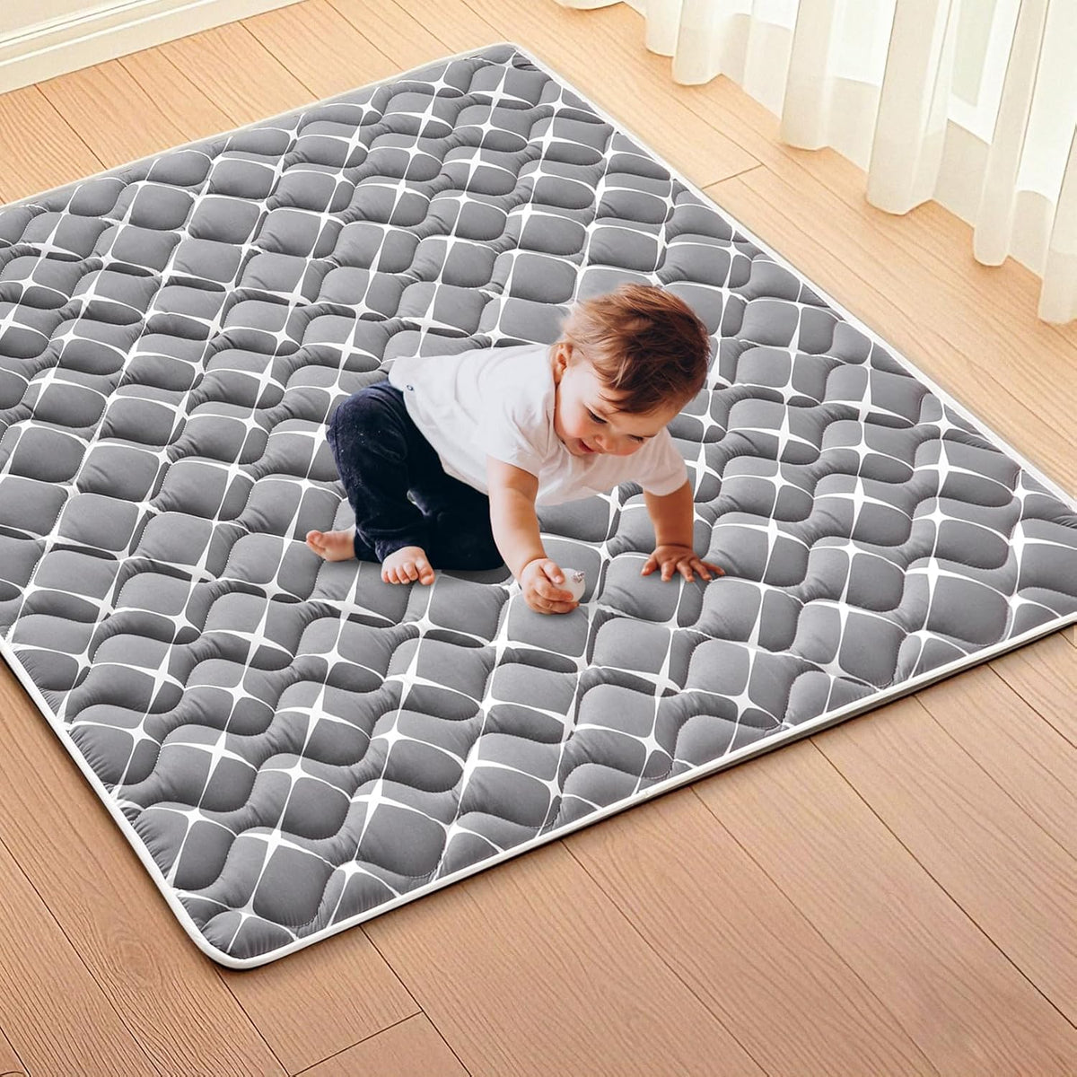 Vibe bear Baby Foam Play Mat, 50x50 Inches Baby Crawling Mat, Thicken One-Piece Baby Playmat, Non