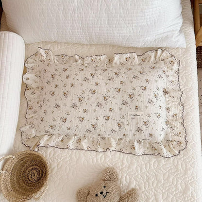 BuLuTu Cotton Muslin Pillow Case King Pillowcase Sweet Floral Design Pillowcases Enveloped Closure