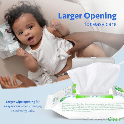 Baby Wipes, Unscented Wipes for Sensitive Skin, Large Soft Durable & 99% Water Based, Gentle &
