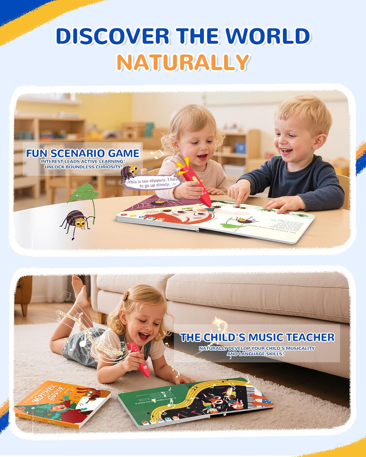 KOKODI Talking Pen Books Set, Interactive Audio Nursery Rhymes with Learning Pen, Educational