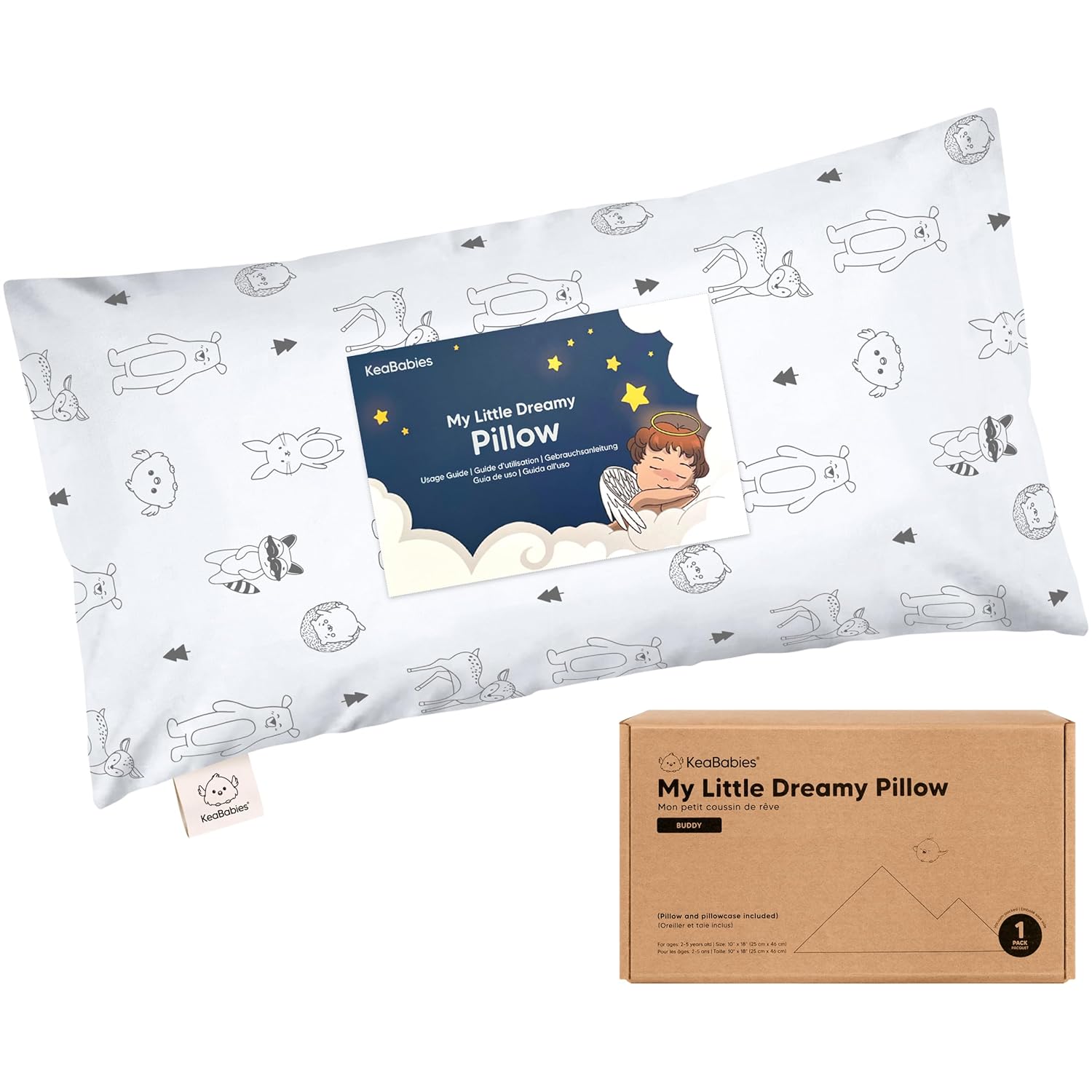 Toddler Pillow with Pillowcase - 10x18 My Little Dreamy Kids Travel Bed Pillows for Sleeping