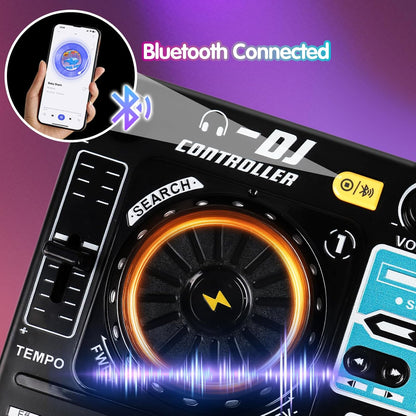 Kids DJ Mixer Controller Table Musical Toy Electronic Bluetooth Toy with LED Lights Sound Effect