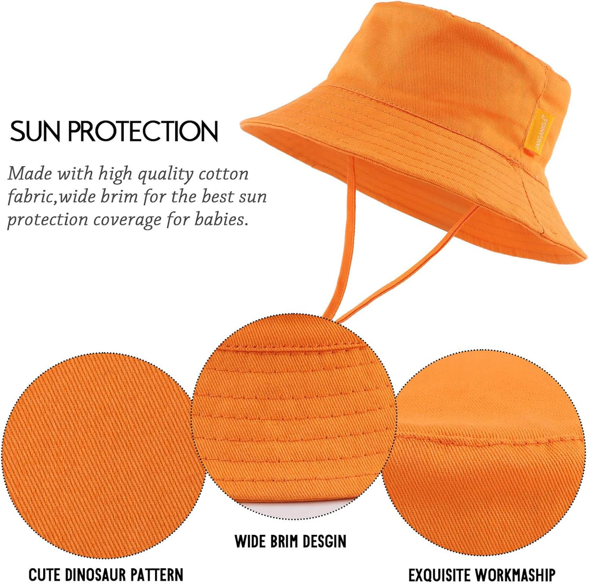 JANGANNSA Cotton Baby Sun Hat Infant Toddler Boys Girls Bucket Hats Summer Sun Protection Kids