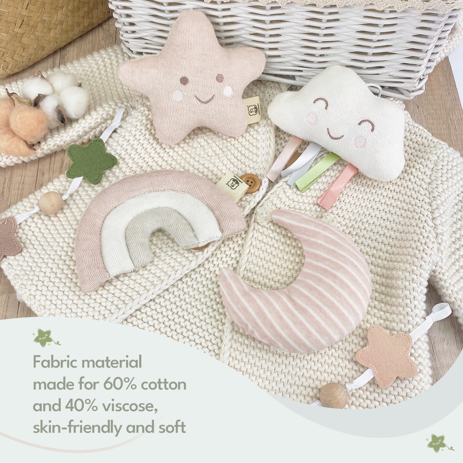 COTTONBEBE Crib Mobile 35 Lullaby Music, Cotton Baby Mobiles for Cribs & Pack N Play, Easy to