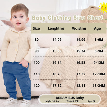DREAM BUS Pack of 3 Toddler Jogger Pants with Pocket Toddler Boy Sweatpants Baby Boy Pants Infant