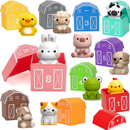 Learning Toys for 1,2,3 Year Old Toddlers, 20Pcs Farm Animals Toys Montessori Counting, Matching &