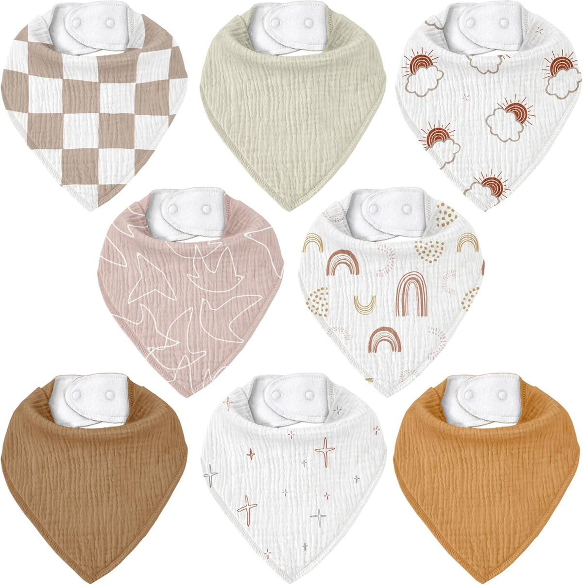 Muslin Baby Bibs 8 Pack, Baby Bandana Drool Bib for Drooling and Teething, Cotton Soft Absorbent