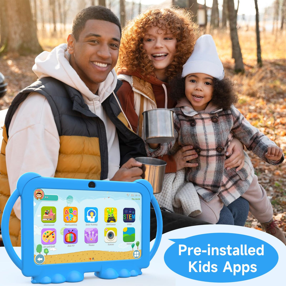 PEICHENG Kids Tablet 7 inch Android 12.0 for Toddler, 4GB RAM 32GB ROM Bluetooth IPS Screen