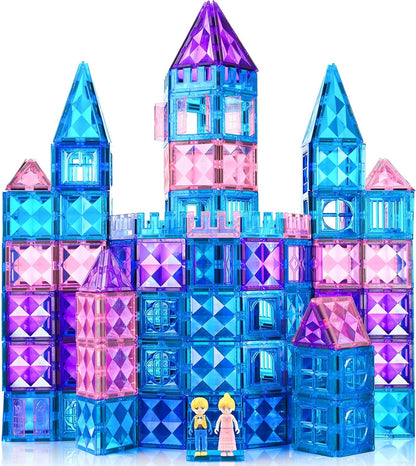 102PCS Ice Castle Magnetic Tiles, 3D Building Blocks STEM Educational Kids Toys for Pretend Play, 3