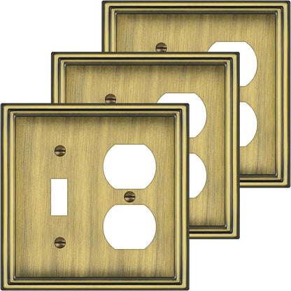 Combination Metal Light Switch Covers Wall Plate, 1 Toggle/1 Duplex Switch Plate Outlet Covers