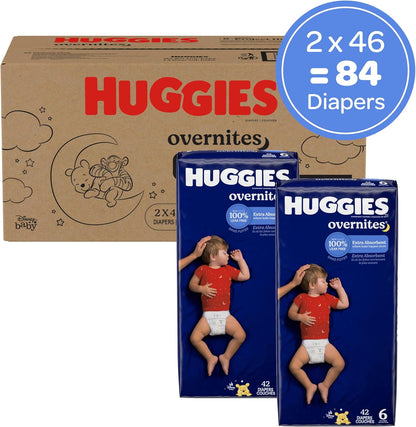 Huggies Size 6 Overnites Baby Diapers: Overnight Diapers, Size 6 (35+ lbs), 84 Ct (2 Packs of 42)