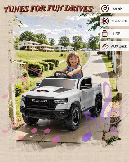 Licensed Ram 1500 RHO 12V Kids Ride on Truck, Toddler Ride on Toys with Remote Control, Children