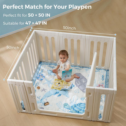 Momcozy Baby Play Mat for Floor, 50x50 Thickened Playpen Mat, Playmate for Baby Tummy Time